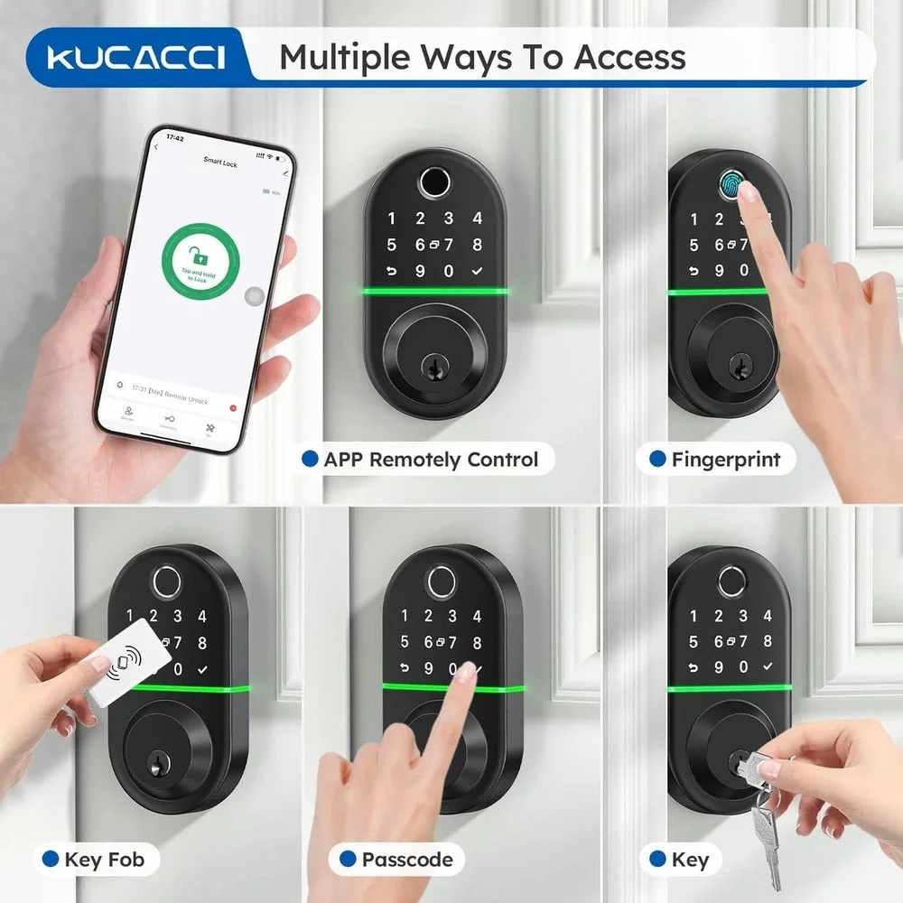 Keyless Entry WiFi Smart Deadbolt -Fingerprint Door Lock with WiFi Gateway